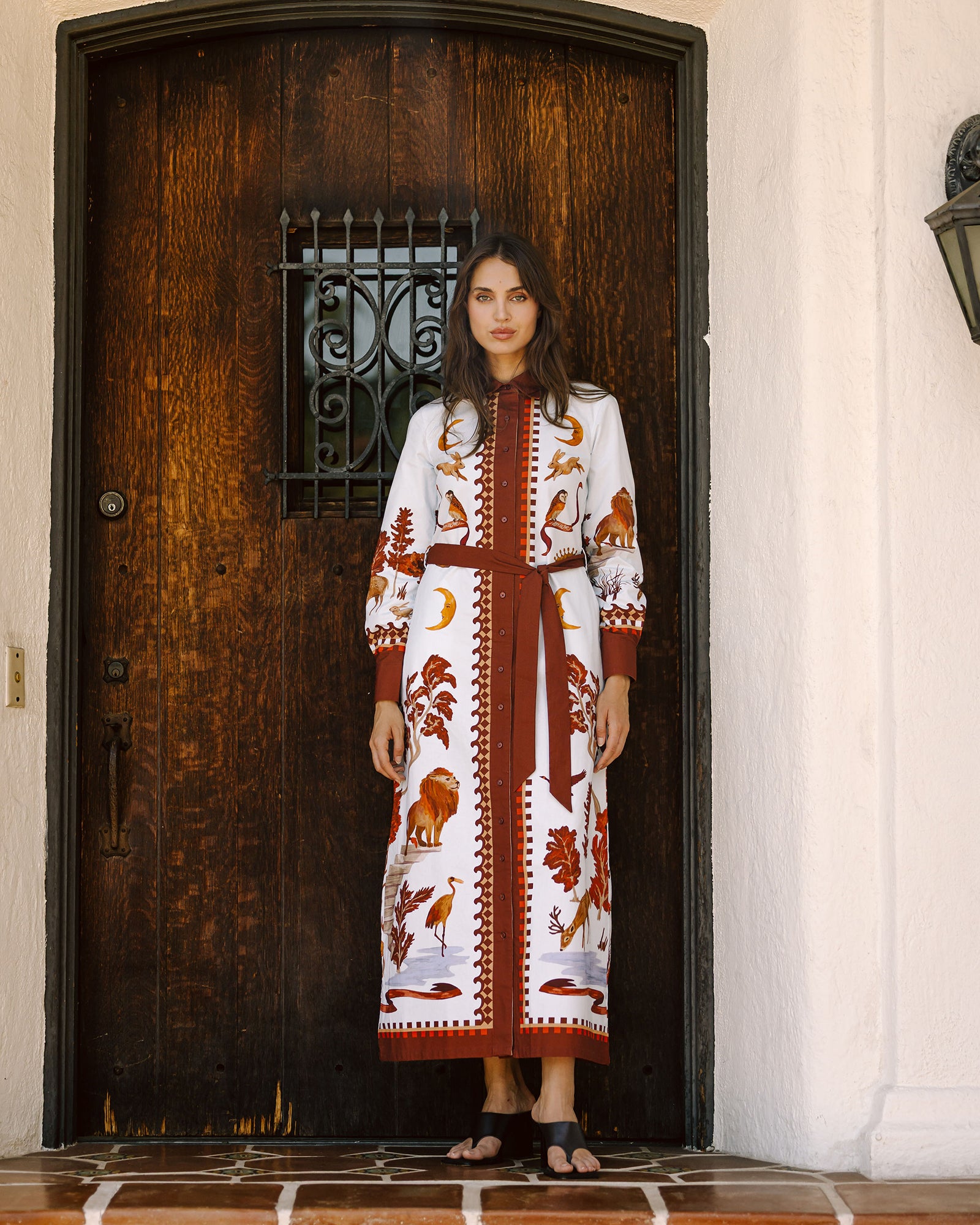 Moon Court - Long Sleeve Maxi Shirt Dress