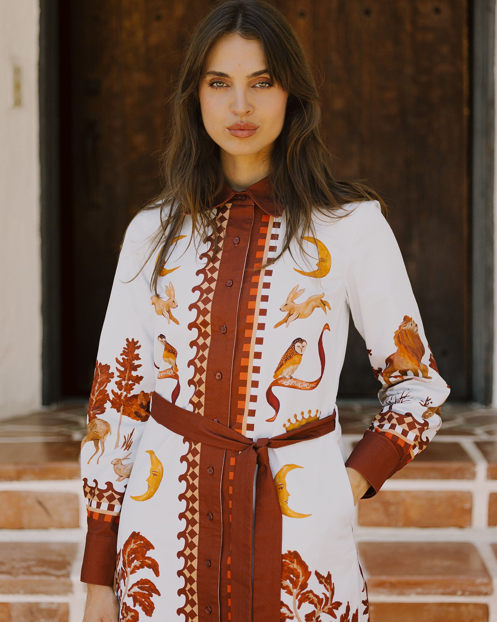 Moon Court - Long Sleeve Maxi Shirt Dress