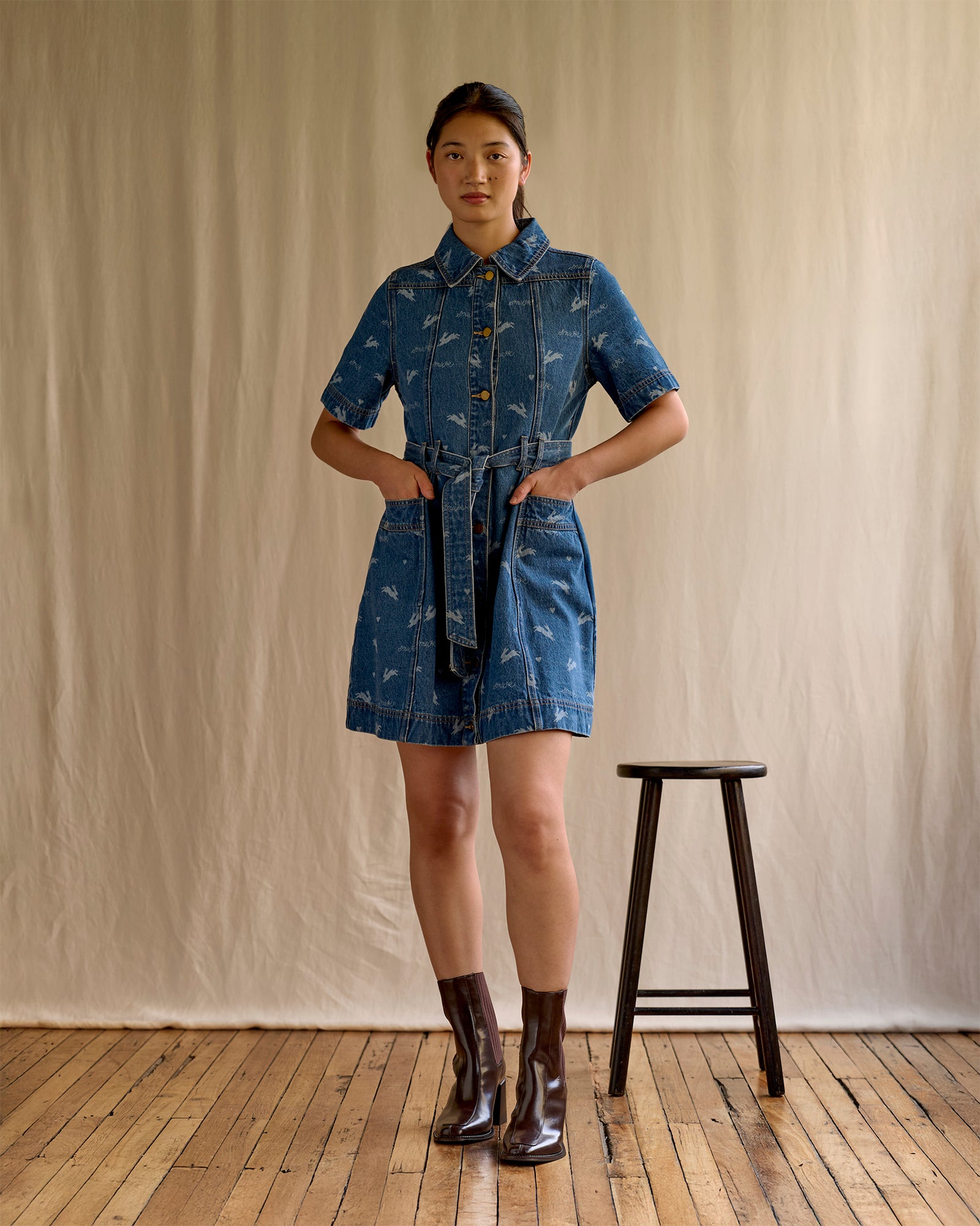 Royal Match - Denim Mini Dress