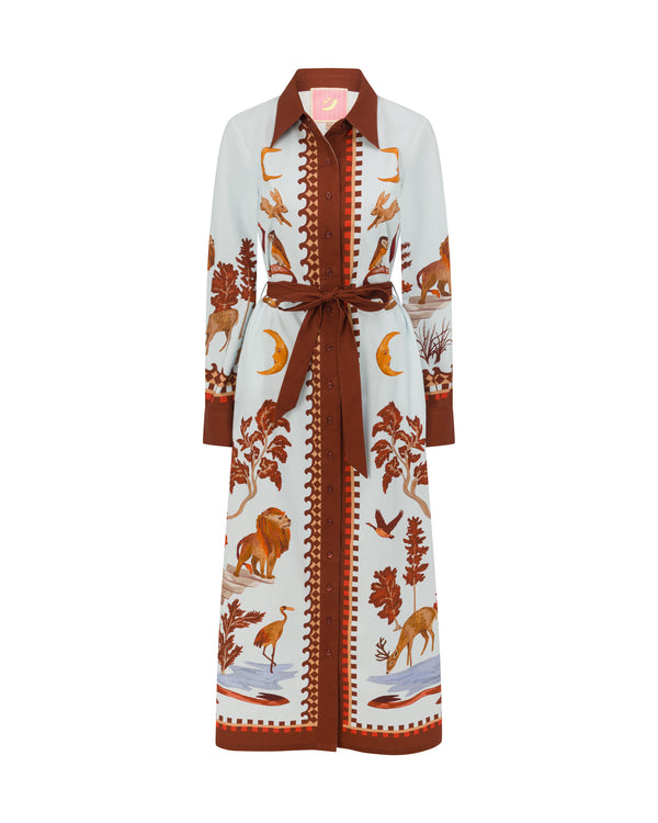 Moon Court - Long Sleeve Maxi Shirt Dress
